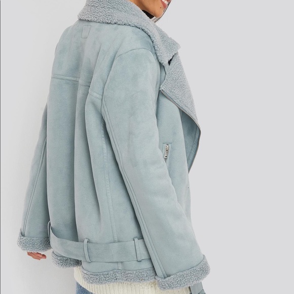 NA-KD Faux Suede Bonded Aviator Jacket - Picture 5 of 8